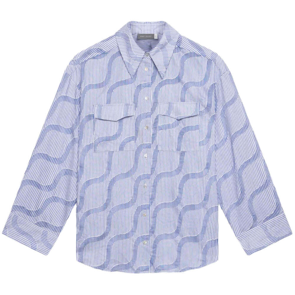 Mint Velvet Blue Stripe Jacquard Shirt